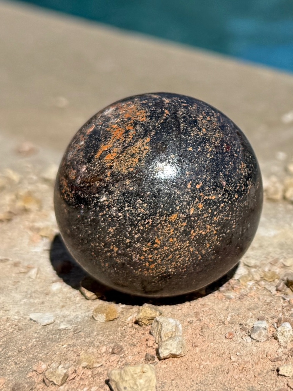 Lake Superior Patina Hematite Crystal Sphere/Dark Grey Metallic Crystal Ball